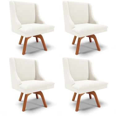 Imagem de Cadeira Sala de Jantar Giratória MM35 Kit 4 Liz Bouclê Off White D03 - D'Rossi