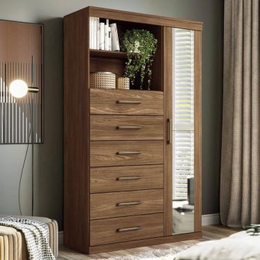 Imagem de Cômoda Califórnia 1 Porta 6 Gavetas Jatoba - Pnr Móveis