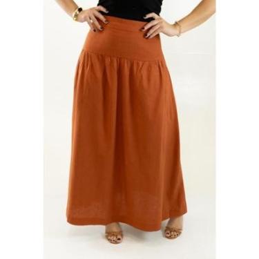 Imagem de Saia Feminina Linho Longa Premium Elastano Anticorpus-Feminino