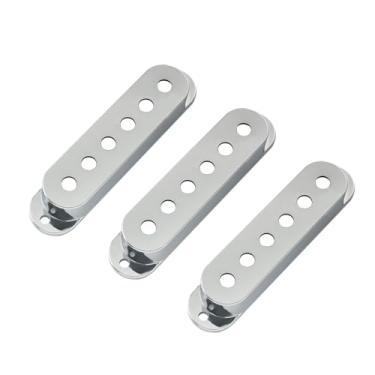 Imagem de DIAO79NI Conjunto de capas de captador de bobina única para guitarra Stratocaster de plástico profissional de 48/48/48 mm (prata)
