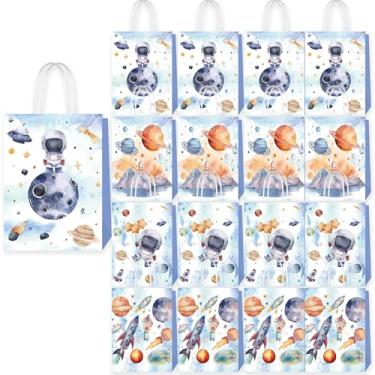 Imagem de Lyosehy 24 peças de sacos de presente para espaço sideral, sacos de presente com alças, planeta galáxia, lembrancinha de festa com tema de aniversário, galáxia, suprimentos de festa
