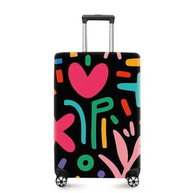 Imagem de ANNA QUEEN Capa de mala, protetor de mala, capa de viagem para bagagem de 50 a 86 cm, acessórios de viagem de elastano extensível e lavável, #12, S(fits 20-22inch suitcase)