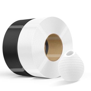 Imagem de Creality Refil de filamento PETG Filamento de impressora 3D, refilamento de 2 kg 1,75 mm (2 kg) para carretel reutilizável de laboratório bambu, precisão dimensional ± 0,03 mm, PETG preto e branco
