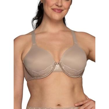 Imagem de Vanity Fair Sutiã feminino completo com renda, tecido elástico em 4 direções, bojos levemente forrados até DD, Branco, 40DD