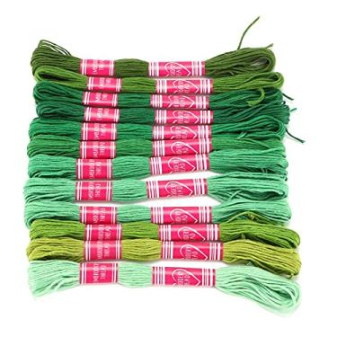 Imagem de Zhjvihx Conjunto de Linha de Bordado, Linha de Poliéster Prática, Durável, Multiuso, Colorida, Resistente para Meninos, Meninas, Família, Amigos, Ferramentas de Artesanato Diy (Série Verde)