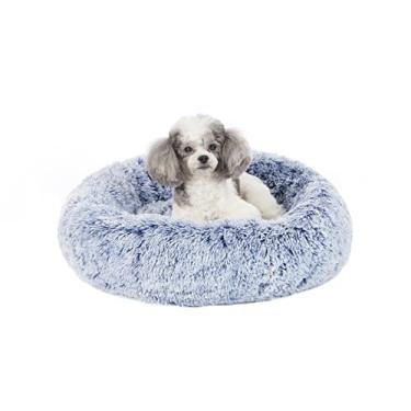 Imagem de Bedfolks Cama de cachorro calming Donut, Dia23 camas redondas fofas para cães pequenos, lavável à máquina e anti-ansiedade cama de cachorro de pelúcia (azul marinho, pequena)