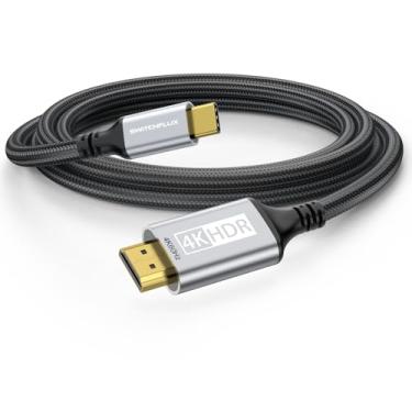 Imagem de SWITCHFLUX Cabo USB-C para HDMI de 3 m [4K a 60Hz] Cabo trançado USB tipo C para HDMI 2.0 de alta velocidade (compatível com Thunderbolt 3/4) para iPhone série 15, MacBook Pro/Air, iPad Pro, Galaxy S8