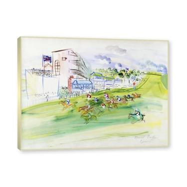 Imagem de NHLDZYH Moldura champanhe. Folhas impressionistas, (corridas de cavalos 3) de Raoul Dufy, reprodução de quadros, quadros de pinturas famosas, imagem murais quartos. 60x80cm