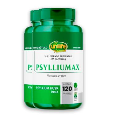 Imagem de Kit 2 Psyllium Husk Unilife Psylliumax 120 cápsulas