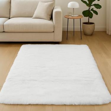 Imagem de Carpete, Tapete Sala Grande, 1,00x1,50 Sala Quarto Felpudo Premium，Antiderrapantes e Macios(Branco)