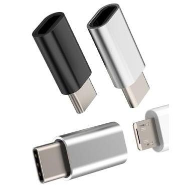 Imagem de Adaptador USB C para micro USB (pacote com 3) cabo macho tipo C carregador conversor fêmea conector de carregamento para iPhone 15 16 Pro Max extensão de telefone celular sincronização compatível com