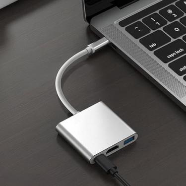 Imagem de Estação de ancoragem USB C para HDMI 3 em 1 – Saída HD 4K, carregamento PD e porta de dados USB 3.0, compatível com MacBook Pro/Air