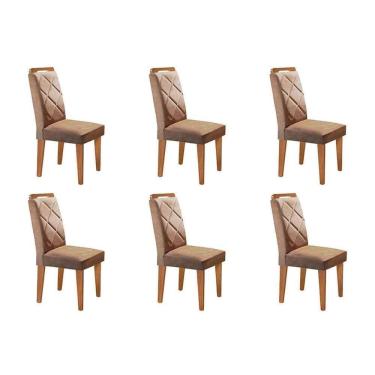 Imagem de Kit 6 Cadeiras Sala Jantar Melissa 6 Un Capuccino-linho Bege Turim - Rufato