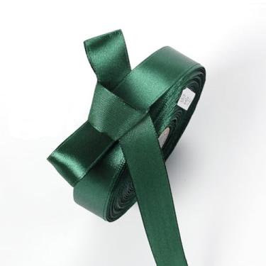 Imagem de Fita de cetim verde floresta de 5/20.3 cm x 50 m para embrulho de presente, projetos de artesanato, decoração de casamento, buquê de flores, laços de cabelo