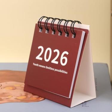 Imagem de Mini calendário de mesa 2026, agenda diária rasgável, agenda de mesa, organização diária, lista de tarefas 2026, calendário de bobina para casa, vermelho