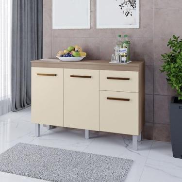 Imagem de Balcão Zínia 3 Portas 1 Gaveta e Tampo Cozinha MB1 120cm - Doce Sonho 