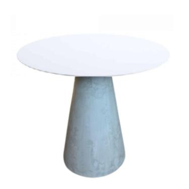 Imagem de Mesa Lateral Cone Cimento Rústico Tampo Laqueado 41 Cm Branco