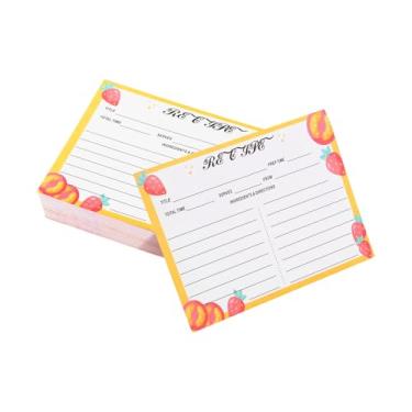Imagem de Conjunto de 100 cartões de receita dupla face, cartões de receita, portátil, cartões de receita em branco para escrever em suas próprias receitas para chá de panela e casamentos, 16 x 11 cm (laranja)