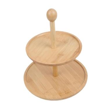 Imagem de Baoblaze Suporte de madeira para cupcakes com bandejas de vários andares, decoração rústica, porta-, expositor de mesa de sobremesas, suportes de, Redondo