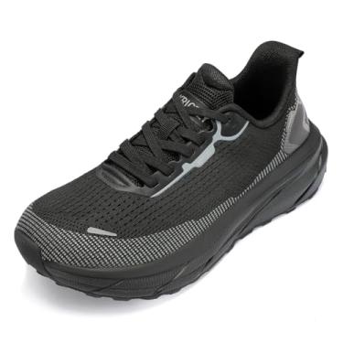 Imagem de Kricely Tênis masculino de corrida para trilha, bico largo, almofada, caminhada, tênis, treino, academia, cross training, Preto, 43