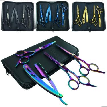 Imagem de 2X Tesoura Cabeleireiro Barbeiro Fio Navalha K