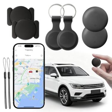 Imagem de Rastreador GPS oculto para carro, pacote com 2, sem taxa de assinatura, universal para Android, bateria de 360 dias (estojo magnético destacável, chaveiro e suporte incluídos)
