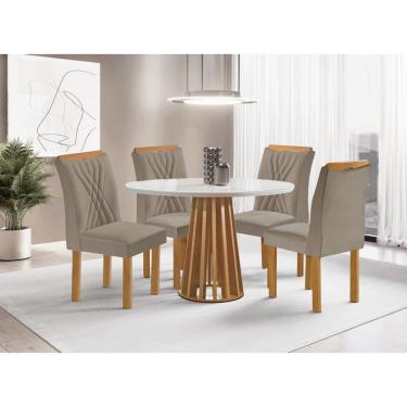 Imagem de Sala de Jantar 4 Cadeiras c Vidro 1,0m - Dublin - Sky Móveis