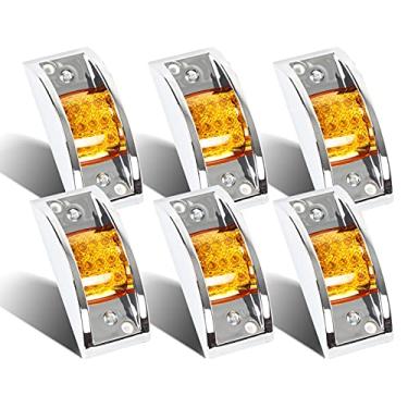 Imagem de LiLoom 6 peças de luz de marcador lateral de reboque, cromada blindada, 12 lâmpadas de LED retangulares para caminhões, trailers, carrinho de golfe, âmbar