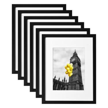 Imagem de Porta-retratos BSRHOME 9x12 cm com acrílico, conjunto de 6 pretos