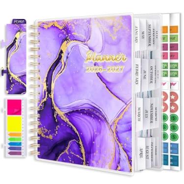 Imagem de Agenda 2026-2027, agenda anual grande de 18 meses, agenda anual de janeiro de 2026 a junho de 2027, 20 x 25 cm, abas de página, página separadora, pasta de bolso, marcador, adesivos, conjunto de notas