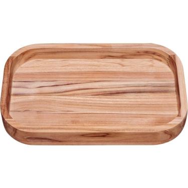 Imagem de Gamela Para Churrasco Retangular Em Madeira Teca Com Acabamento Natural 40 X 25 Cm