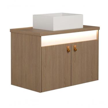 Imagem de Gabinete Para Banheiro Tech Led 2p 80cm Suspenso Branco