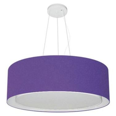 Imagem de Lustre Pendente Cilíndrico Duplo Vivare Md-4126 Cúpula Em Tecido 80x30cm - Bivolt Roxo 127/220v