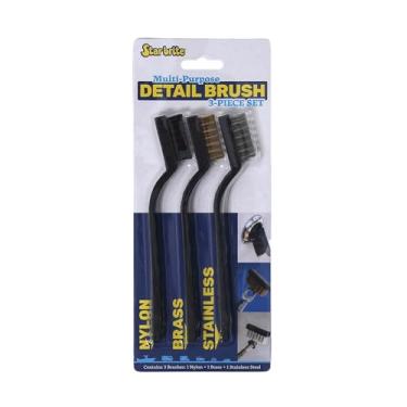 Imagem de STAR BRITE Conjunto de 3 peças de pincéis multiusos – Inclui escovas de nylon, latão e aço inoxidável – Durável, ergonômico, compacto – Ideal para veículos, barcos, limpeza doméstica e externa