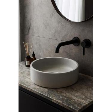 Imagem de Cuba De Lavabo Redonda Em Cimento Natural  Design Contemporâneo Refina