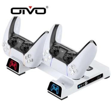 Imagem de Suporte Base PS5 Com LED USB-C Carregador P/ Controle - Keedi