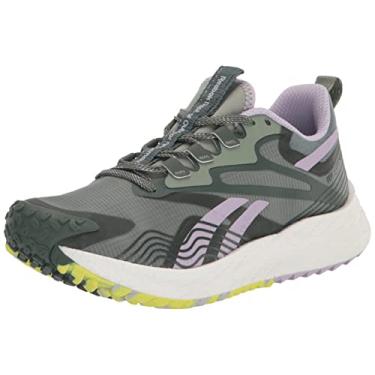 Imagem de Reebok Tênis feminino de corrida e treino Foatride Energy com cadarço, Verde harmonia/verde-giz/roxo oásis, 34