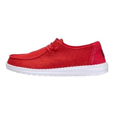 Imagem de HEYDUDE Wendy Stardust, sapatos femininos, mocassins, confortáveis e leves, Vermelho (berry Red), 36