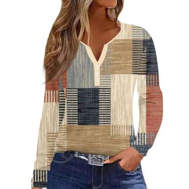 Imagem de Camisas modernas de manga comprida COTECRAM para mulheres 2024, marron