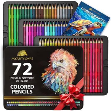 Imagem de MyArtscape 72 lápis de cor para livros de colorir para adultos, lápis de cor à base de óleo, lápis de colorir de núcleo macio, conjunto de lápis de cor, resistente a quebras, kit de arte com livro de