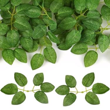 Imagem de 100 peças de vegetação de seda, folhas de rosa artificial, textura fina realista, artesanato de suprimentos, flor de arranjo versátil, decoração de casa festa de casamento