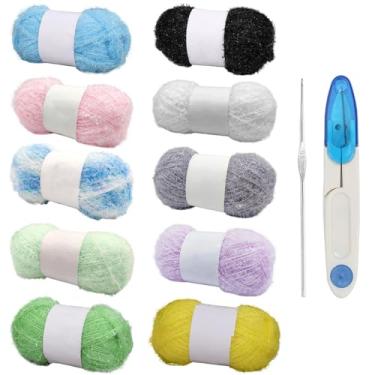 Imagem de Fio esfoliante para panos de louça, kit de mistura de poliéster de 12 cores para crochê e versátil, 100 m por novelo para projetos de artesanato