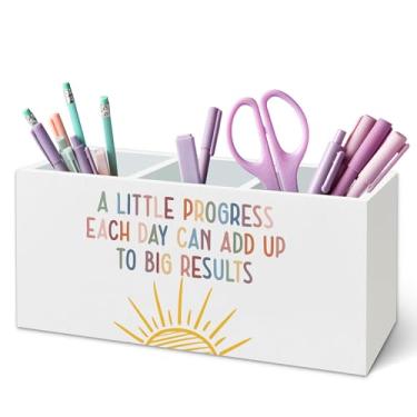 Imagem de TWRVI Boho Suporte de caneta de saúde mental para mesa, decoração boho, sala de aula, inspirador, motivacional, suporte de lápis de madeira, para consultor de terapia, escritório, sala de aula