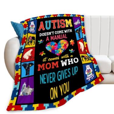 Imagem de Cobertor de autismo para conscientização do autismo, presentes para meninas, meninos, crianças, macio, aconchegante, de lã de pelúcia para sofá-cama 127 x 101 cm