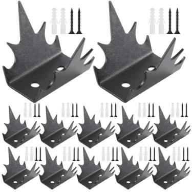 Imagem de Pacote com 12 pontas de metal antiescalada, pontas de cerca de segurança para deter intrusos, parafusos de instalação incluídos