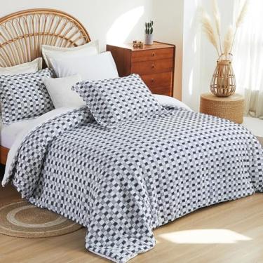 Imagem de EVENHUG Jogo de cama Queen de veludo, 3 peças, cinza, aconchegante, fofo, com 1 edredom e 2 fronhas (228 x 228 cm)