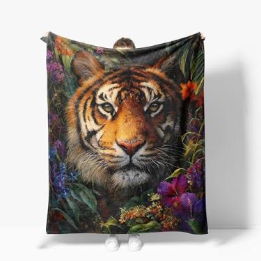 Imagem de Cobertor de tigre, macio, quente, aconchegante, tigre, cobertores, felpudo, felpudo, cobertor de tigre, presentes para sofá-cama, sofá, decoração de casa, 101 x 127 cm