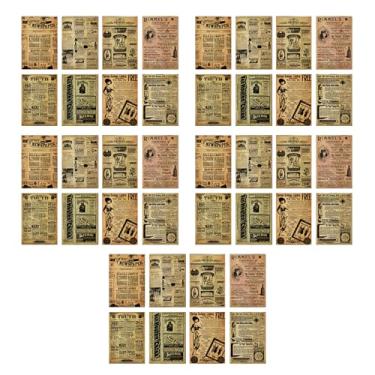 Imagem de Scrapbooking vintage papel kraft material diy scrapbook notas decorativas almofadas de memorando para planejador diário álbum de fotos 40 pçs 4 padrões (Padrão de tempo de nostalgia)