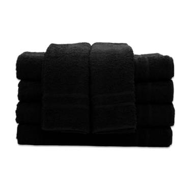 Imagem de Kit com 10 Toalhas Rosto Pretas Profissional 400g/m² para Salão de Beleza 45x80cm - 100% Algodão