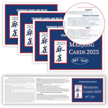 Imagem de Pixibond Mahjong Cards 2025, 4PCS Mah Jongg Card Large Print, Easy to Read Rule Cards for Mah Jongg, Perfect Mahjong Accessories and Gifts for Mahjong Beginners